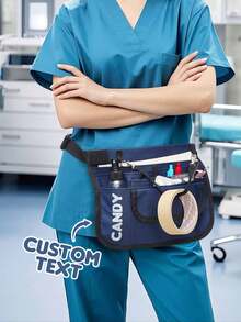 1 Stück personalisierter Hüfttasche - individueller Name/Text & Geburtsblume Bauchtasche für Krankenschwestern, medizinisches Personal - Oxford Nylon Hüfttasche (26,5x20,5cm) - Grau & Schwarz, unisex Geschenk für Gesundheitswesen