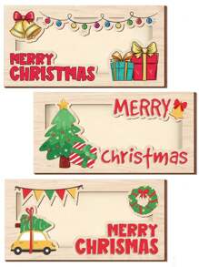1 pièce/3 pièces Porte-monnaie de Noël, porte-monnaie en bois unique et charmant pour les cadeaux de Noël, ornements de bureau, décorations de fête de Noël, cadeaux surprises idéaux pour l'argent, décoration de festival à la maison