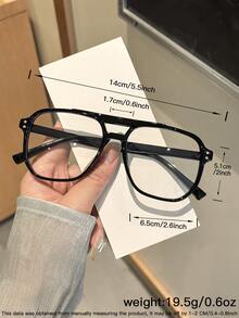 1 PC Women's Acrylic Glasses Frame Pilot Square Polycarbonate Frame Stylish Flat Glasses For Daily Reading And Daily Clothing Decor - Multicolor - View 10