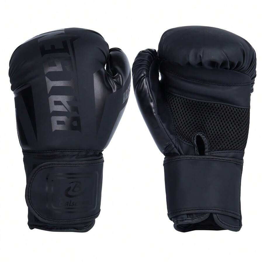 Men Women Boxing Gloves Professional Adult Sanda Muay Thai Fighting Gloves Training Sandbag Free Fight MMA - Black - View 1