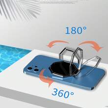 1 件简约多边形八卦金属环手机支架，可折叠支架，稳定粘合剂，360° 旋转，磁性车载支架，便携式，兼容 、Android 手机，生日、家人、朋友礼物，手机支架，手机配件 - 多色菱形八卦環 - 查看 7