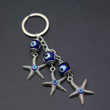 1 件邪恶之眼棕榈设计金属钥匙扣套装，男女通用礼物，适用于钱包、背包、耳机盒和其他配件汽车配件包饰背包，适合学校可爱哥特 Y2k