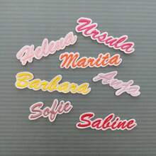 定制1/3/5件装刺绣姓名贴片 - 个性化熨烫/缝纫贴片，3-6英寸，适用于夹克、帽子、妈妈礼物等。色彩缤纷、可爱、迷人、趣味、卡哇伊、千禧年风格、时尚、男女皆宜、休闲、定制、个性化、独特、专属定制，是送给他的理想礼物，也是送给她、男朋友、女朋友、家人、朋友的理想礼物，充满浪漫气息，适用于办公室、学校、教室、教师节礼物、大学、同事、宿舍，新年魅力，旅行收纳，2000年代风格。 - 彩色 - 查看 3