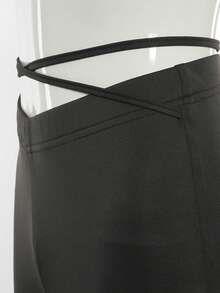 Women's Solid Color Low-Waisted, Lifted Buttocks, Slimming And Sexy Cross V-Shaped Waist, Exposed Navel, Cross Strap, Slimming And Shaping, Trumpet Wrapped Hip Casual Pants