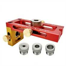 螺丝夹具二合一十字销钻头导向套件可调节木工钻孔打孔器定位器口袋十字斜平头打孔夹具带 5 个钻套 - 床柜螺丝打孔定位器 - 彩色 - 查看 11