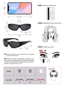 黑色复古Y2K十字环小框太阳镜，男女通用，塑料街头风时尚眼镜，日常佩戴装饰 - 黑色 - 查看 4