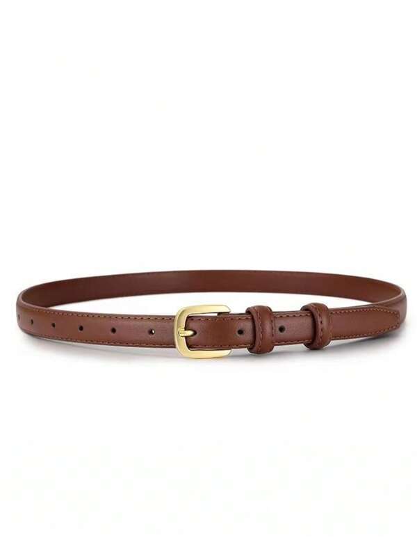 Slim Coffee Color Women's Fashion Decorative Waist Belt, Versatile Accessory For Dresses, Jeans, Trousers Fall, Autumn, Halloween
