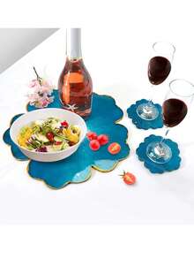 1 Pc Resin Tray Mold And Coaster Molds Large/ Small For Resin Casting, Flower Shape Epoxy Resin Casting Molds For DIY, Home Decoration - White - View 3