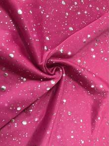 Sleeveless Lace Patchwork Sexy Solid Color High Slit Elegant Ruffle Hem Glitter Metallic Foil Party Dress For Women, Suitable For Spring/Summer, Fall, Weddings, Concerts, Homecoming, Christmas, Birthdays, Clubs - Hot Pink - View 7