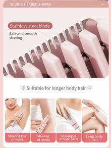 1pc 2-In-1 Electric Shaver, Dual Head Shaver, Suitable For Women, For Body, Nose, Hair Trimmer, Face Shaver, Eyebrow, Legs, Underarm, USB Rechargeable Epilator, Suitable As A Gift And For Household Use