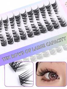 10排曼加纤细分段假睫毛 慵懒自嫁接浓密8-15mm斜飞眼尾假睫毛 轻盈透气单簇自嫁接3D立体浓密卷翘 派对必备DIY新手必备睫毛化妆品 - DD - 查看 5