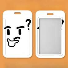 Tarjetero simple con diseño de emoticono, funda protectora para tarjeta de comida, tarjeta de autobús, tarjeta de identificación, tarjetero de identificación laboral, llavero integrado, nuevo - Tarjetero con correa de cuero - Ver 12