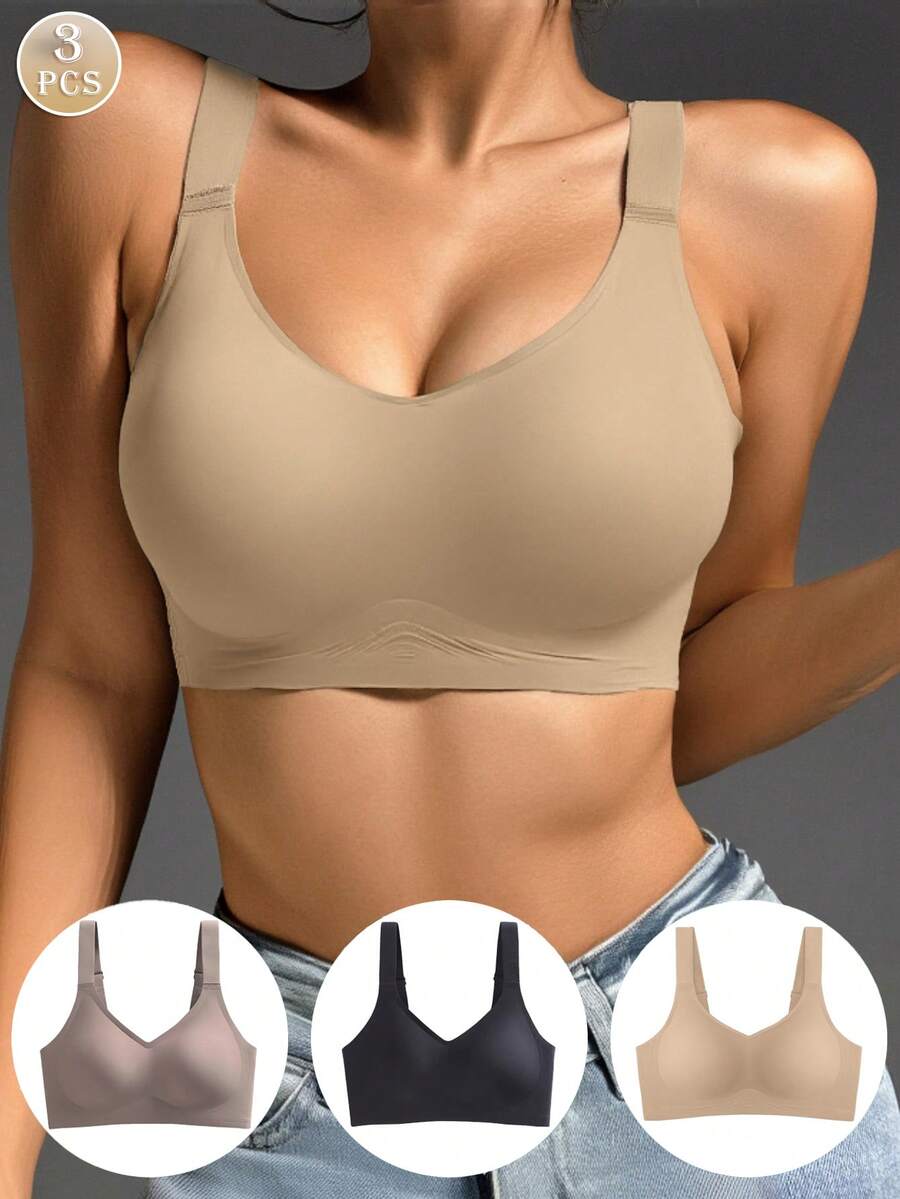 3 Pcs Of Comfortable And Simple Underwear For Women In Summer, Thin And Sexy, Anti Sagging Bra, No Steel Ring Sports Bra - Nhiều màu - Xem 1