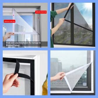 1pc Self Adhesive Anti-Mosquito Window Screen Window Screen Mesh, Anti-Mosquito Insect Screen Window Mesh, Simple Installation No Punching Self-Adhesive Type, Household Screen Window Invisible Mesh Easy To Clean Detachable
