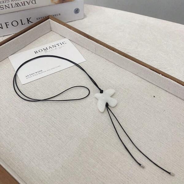 1pc Elegant Vintage-Inspired White Peace & Olive Branch Pendant Necklace | Sweater Chain For Casual Attire, Holidays, Parties, And Special Occasions | Versatile Accessory, Simple Design