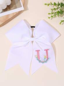 1pc 26Letters Back To School Customized Text Name Bow Hair Ring,Personalized Solid Color Embroidered 26 Letters Decoration Bow Hair Ring,Fashion Unique Hair Accessories For Girls Back To School Gifts, Daily Use - 彩色 - 查看 19