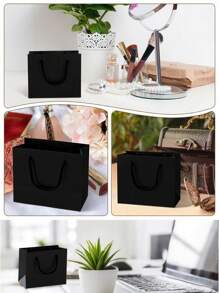 20 个带手柄的迷你粉色礼品袋 - 工匠、派对策划者、送礼者，非常适合婚礼、生日、派对、工艺品、送礼和珠宝收纳 - 黑色牛皮纸（4X5X2 英寸）中小型派对礼品袋 - 黑色 - 查看 7