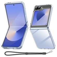 Case For Samsung Galaxy Z Flip 6/7 5G Phone Case Shockproof Black Slim Back Protective Cover Clear Case With Strap - Clear - View 2