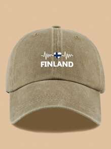 1 件可调节芬兰国旗和心电图印花棒球帽，轻便卡车司机帽，非常适合户外运动、徒步旅行和露营 | 爱国设计，户外头饰 | 复古风格帽子，节日和生日的理想礼物