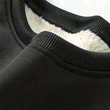 男士秋冬保暖羊羔绒套头卫衣，休闲百搭，适合日常穿着、通勤、户外运动，内衬保暖层，简约圆领设计