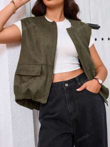 DEEKA Nouveau printemps été Femmes Gilet sans manches effet velours
