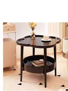 Simple & Modern Plastic Side Table - Stable & Durable Four-Leaf Clover Design Nightstand For Living Room, Study And Bedroom - White - View 9