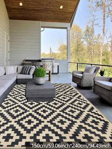 Reversible Mats, Plastic Straw Rug, Modern Area Rug, Large Floor Mat And Rug For Outdoors, RV, Patio, Backyard, Deck, Picnic, Beach, Trailer, Camping, Black & Beige, 8' X 10' - Màu be đậm - Xem 15
