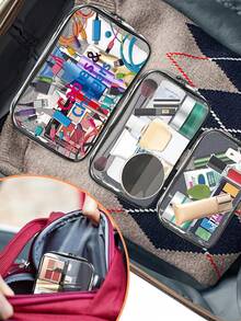 新品上市！多功能充电器旅行收纳包 - 透明洗漱包，旅行必备，便携式拉链旅行化妆包，沙滩透明PVC洗漱包，防水收纳袋，透明整理包，线缆USB收纳包，机场安检PVC化妆包，可收纳充电器、数据线和移动电源 - 彩色 - 查看 7