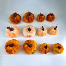 NetHong 12Pcs Fall Artificial Pumpkins Fake Velvet Pumpkin Autumn Halloween Party Decor - Multicolor - View 2