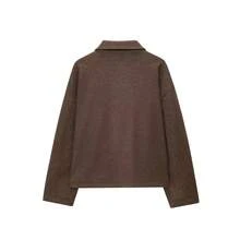 Camellia New Autumn/Winter Women's American Minimalist Street Fashion Zip Decor Lapel Jacket Spring - Coffee Brown - View 9