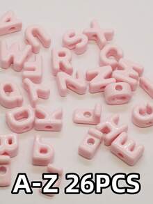 26 件时尚新款亚克力大孔英文字母珠子，适用于 DIY 手机挂绳、鞋饰、手工珠宝、节日礼物 - 亞克力大孔A---Z英文字母直孔串珠 - 查看 19