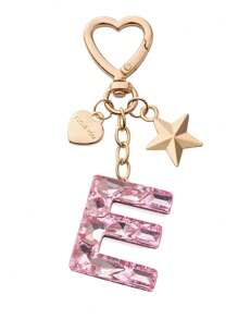 1pc Cute Bling Keychain Initial Letter Butterfly Star Pink Gift For Women Girls Bag Purse Handbags School Bag Car Key Cup Charms Accessories Car Accessories Goth Y2k