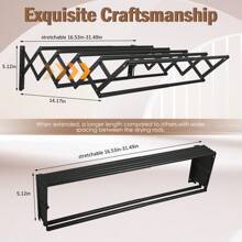 Black 42-80CM Wall Mounted Clothes Drying Rack, Foldable Wall Mount Laundry Drying Rack Folding Indoor, Drying Rack Clothing Collapsible, Retractable Towel Rack, Space Saver With 7 Drying Rods - one-size - View 2