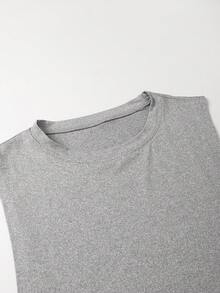 1 Set Men's Sports Casual Tank Top Outfit, Solid Color Summer Sleeveless Tank Top And Super Short Hot Pants, Suitable For Street Fashion - Grey - View 6