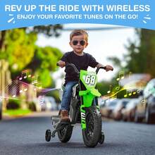 LIGIANT 12V Kids Ride-On Motorcycle, 2*25W Motors, Training Wheels, Throttle Grip, Bluetooth & Music, Spring Suspension, Best Gift For Christmas - Red - View 4