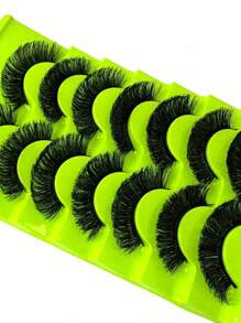 7 Pairs Of Classic Russian Volume Eyelash Extensions, Cat Eye Style, Made Of Mink Hair Material, Natural Appearance D Curl Fluffy False Eyelashes, Natural Dense Fluffy Curl False Eyelashes, 8D Curl Dramatic Eyelashes, Long-Lasting And Thick False Eyelash Strips That Lengthen And Volumize The Eyes, Reusable Strip Lashes,Lashes,Eyelashes,Fake Lashes