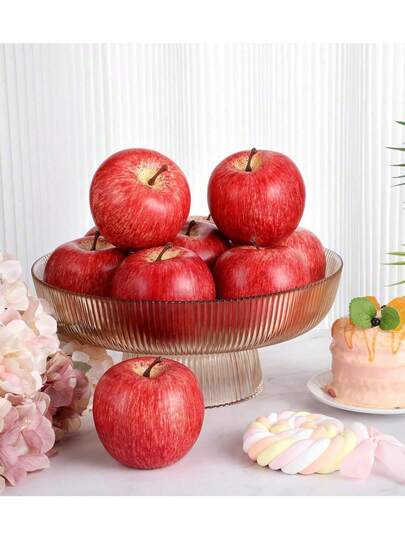 8pcs Realistic Artificial Apples, Lifelike Fake Fruit Decor, Suitable For Kitchen Decor, Party Props, Home Decor, Room Decor, Dining Table Centerpiece, Party Decoration, Wedding Decor, Birthday Party Decor, Dining Table Decor, Fake Plants, Kitchen Essentials, Valentine's Day Decor, Valentine's Day Table Decor