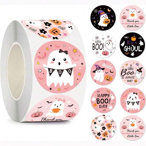 500 etiquetas/rollos de pegatinas de Halloween feliz, juguetes para niños, gracias por la decoración
