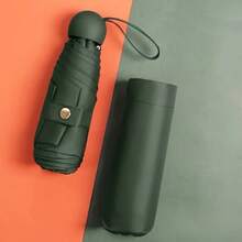 Mini paraguas ligero de 5 pliegues, paraguas de viaje compacto a prueba de viento, diseño duradero, portátil para desplazamientos, oficina, uso diario, 1 ud. - BLANCO - Ver 8