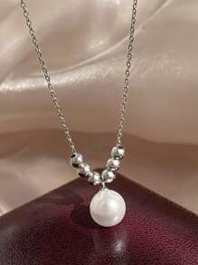 1 pièce Collier pendentif boule porte-bonheur en argent sterling S925, design minimaliste à la mode, style rétro élégant, chaîne pour la clavicule, polyvalent pour un port quotidien, cadeau idéal