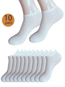 6/10/15/20 /30Pairs Women & Men Solid Color Low Cut Invisible Short Socks, Ladies Short Socks For Spring, Summer, Autumn & Winter, Men Elastic Soft Breathable Socks, Suitable For Daily Wear - Multicolor - View 12