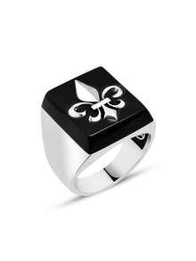 男士复古黑色合成锆石戒指，适合日常佩戴的珠宝配饰，父亲节礼物