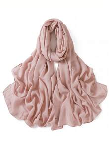 1条女士纯色细边围巾，休闲透气头巾，百搭披肩式头巾，四季皆宜。 - 彩色 - 查看 26