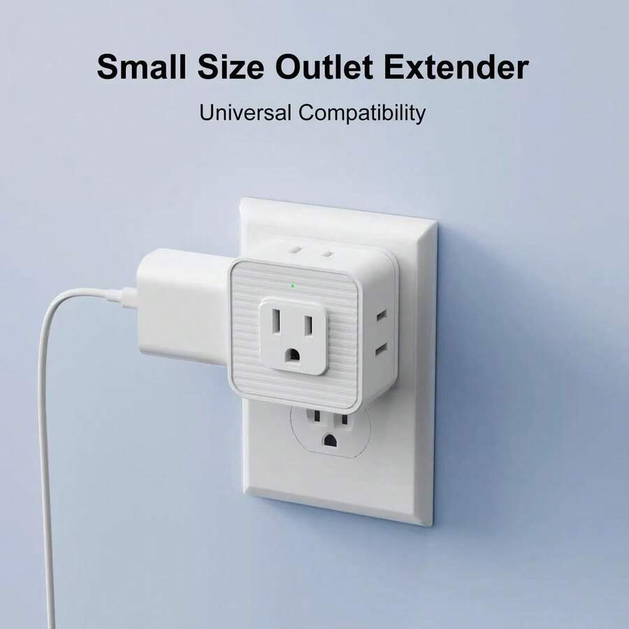 Extensor de enchufe múltiple de pared con enchufe, extensor de enchufe múltiple con salidas de 5AC, pequeño divisor de toma de corriente para viajes, hogar, oficina, dormitorio - Multicolor - Ver 1