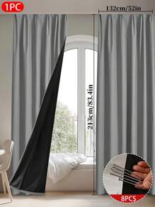 1 件纯色遮光窗帘，带隔热衬里，轻质涤纶面料，顶部挂钩设计，隔热遮光，适用于客厅、卧室、阳台装饰。 - 彩色 - 查看 8