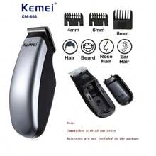 Kemei KM-666 迷你理发器修剪器美容器无线自理发套装造型剪刀，不锈钢，电动理发器，迷你理发器胡须刀剃须刀，男士理发器，无线电动毛发修剪器和胡须剃须刀，C 型-USB