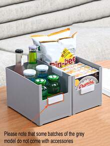 1 pieza Caja de almacenamiento de plástico con estilo de cajón, caja de almacenamiento dividida y apilable multifuncional, caja de almacenamiento para gabinete de cocina, canasta de almacenamiento variado, organizador de cubiertos, estante para latas de bebida, almacenamiento para encimera y gabinete de cocina - Multicolor - Ver 6