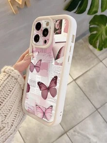 1 件蝴蝶和新闻纸图案厚软保护手机壳，带相机孔设计，兼容 11 Pro Max/12 Pro Max/13 Pro Max/14 Pro Max/15 Pro Max/16 Plus/16 Pro Max、16E、Galaxy A55/A15/S24 Ultra、Redmi、OPPO、Realme、VIVO、Infinix、Honor、MOTO、OnePlus