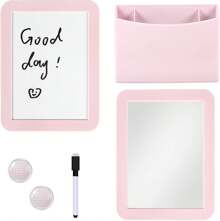 Pink Locker Accessories For Girls With Magnetic Whiteboard, Locker Mirror And Pen Holder, Locker Decoration For School Locker, Locker Organizer For Work, Back To School Essentials,8810963