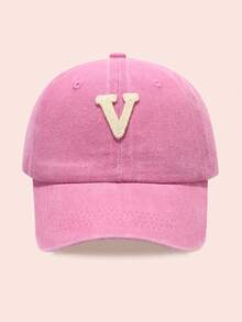 1pc Kids' Washed Baseball Cap With 26 Letters, Suitable For Outdoor Activities, Sun Ion, Daily Wear, Boys & Girls - Water Soluble-pink Washed Baseball Cap - View 55